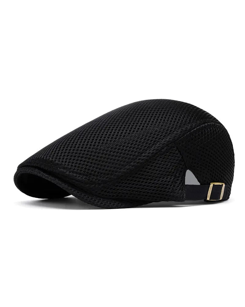 Men's Breathable Mesh Flat Cap - Adjustable Newsboy Ivy Beret Summer Hat
