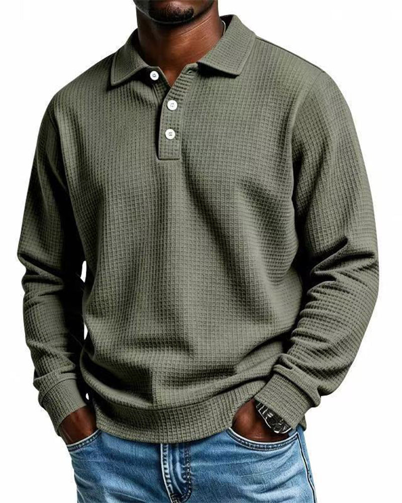 Men's Solid Color Lapel Top