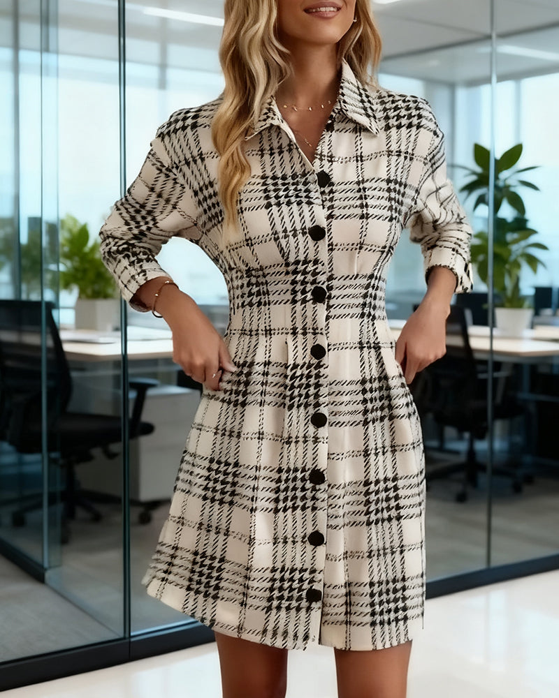 Casual Button-Down Plaid Dress