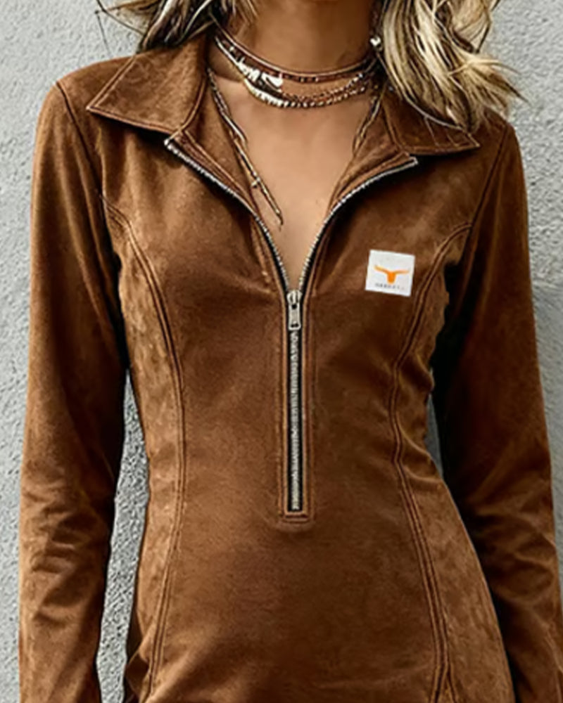 Irregular Tassel Half-Zip Dress