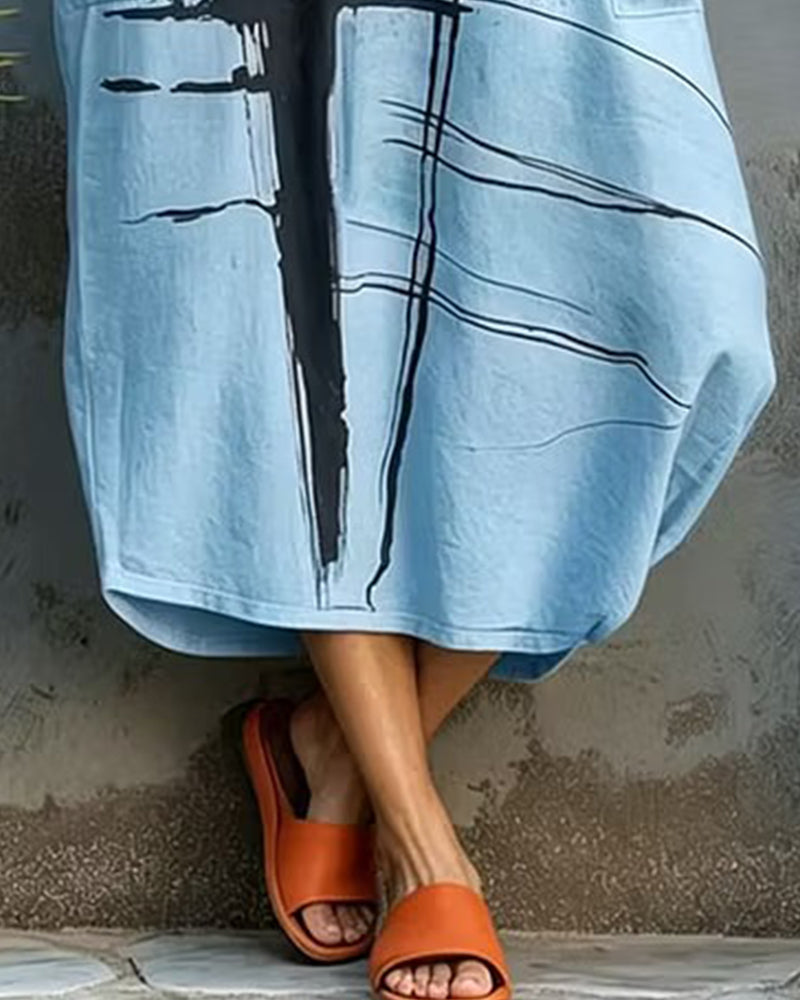 Casual Print Sleeveless Maxi Dress