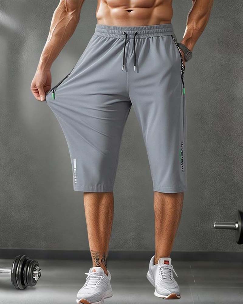 Elastic Waist Capri Quick-Dry Sports Pants
