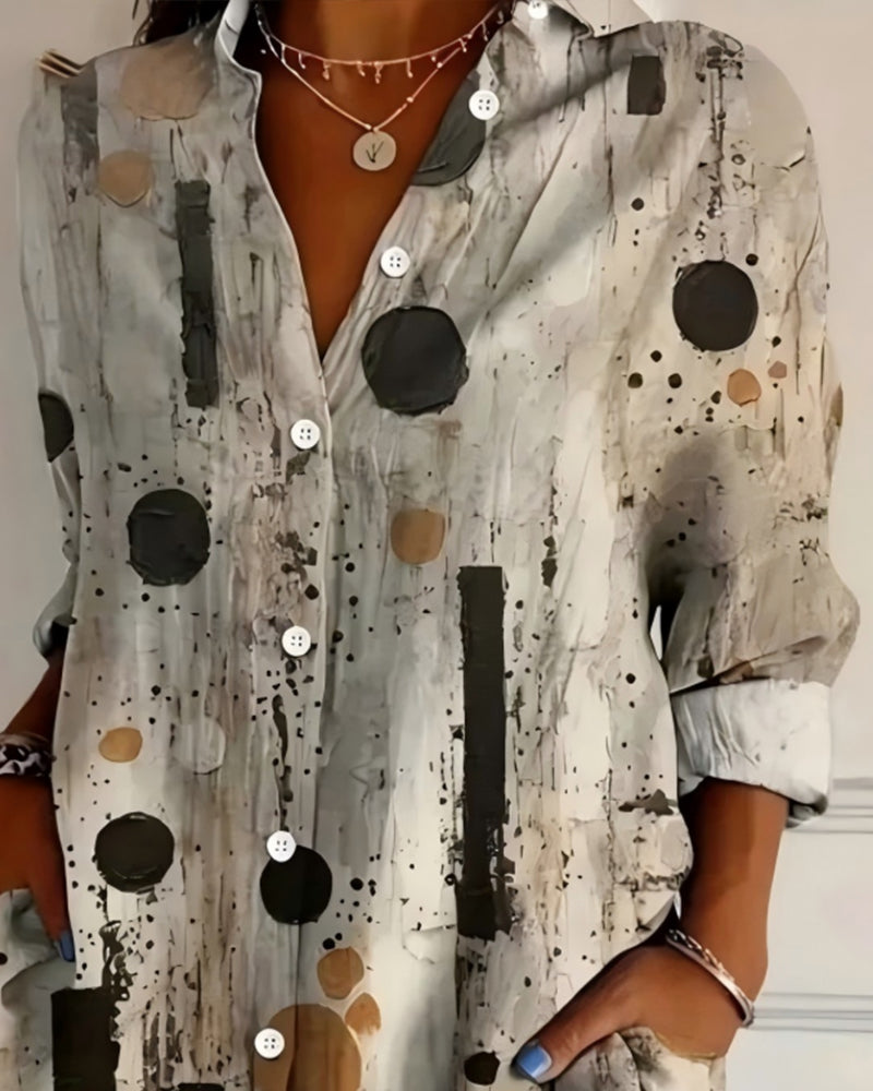 Polka Dot Fashion Collared Shirt