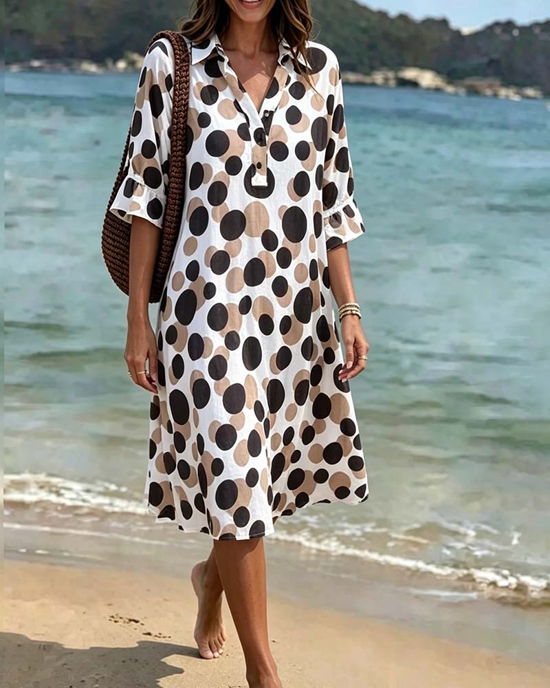 Polka Dot Half Sleeve Dress
