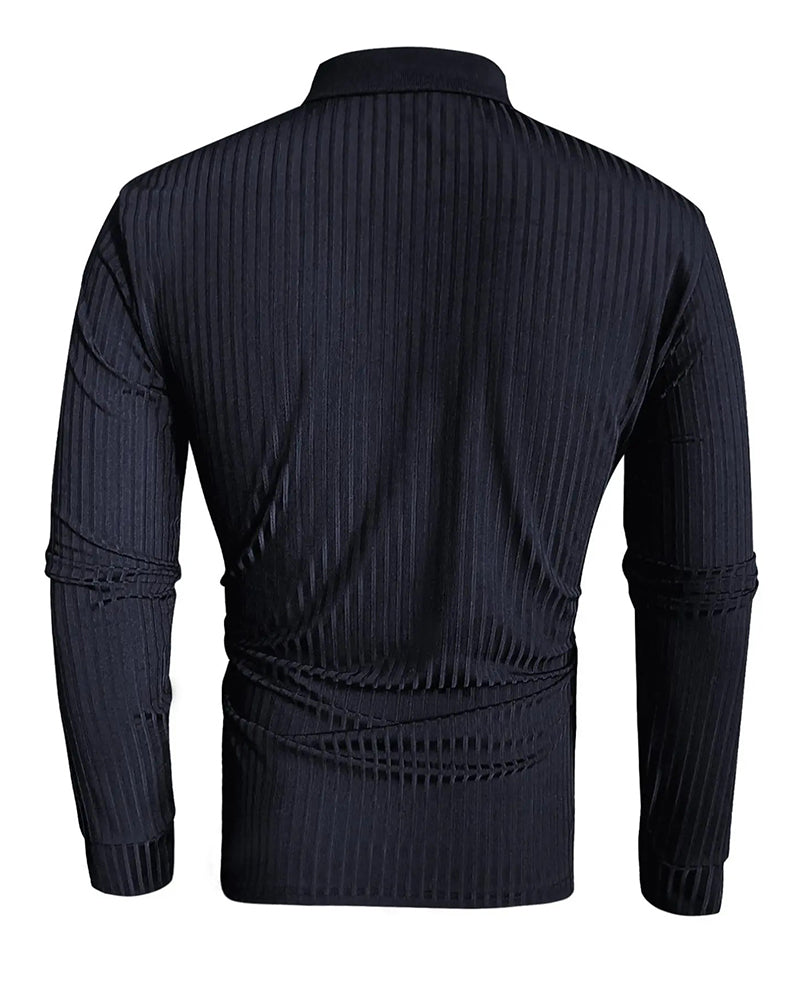 Collared Button Vertical Stripe Shirt