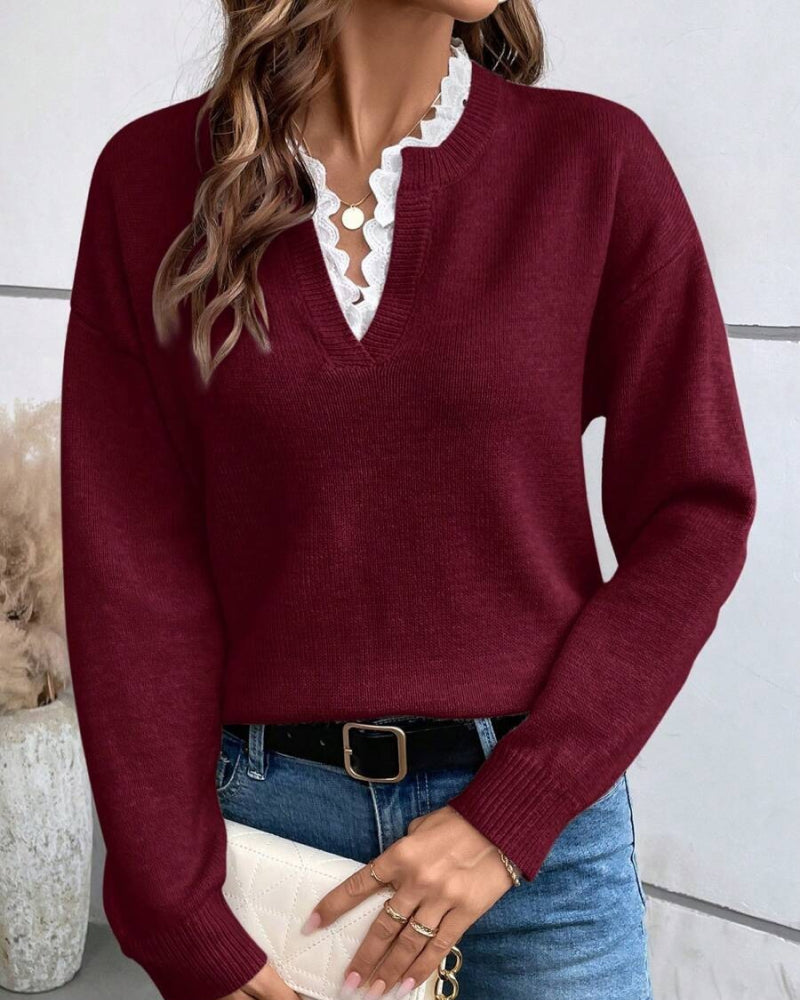 Nawarat Knitted Sweater With Lace