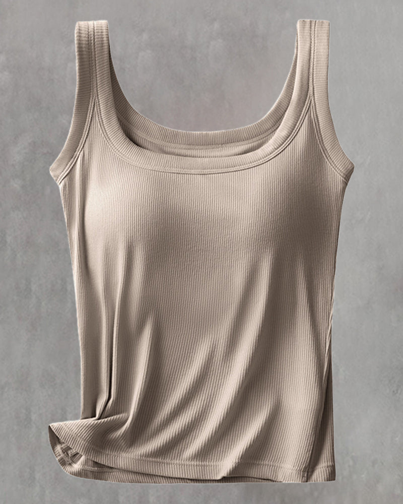 Solid Color Built In Bra Vest