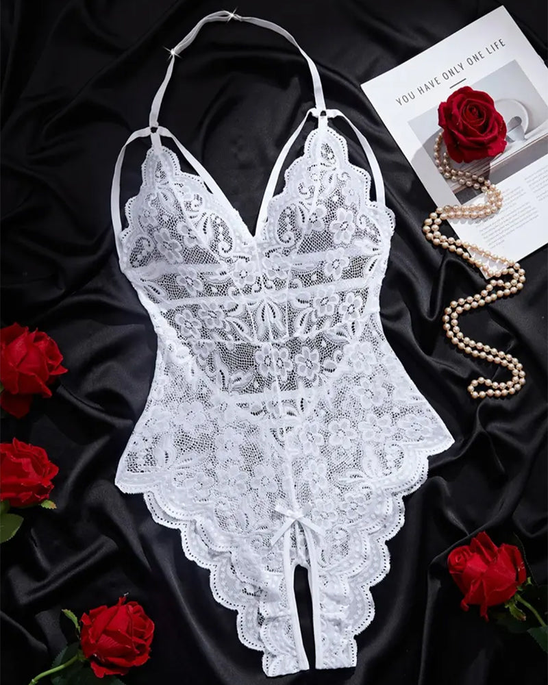 Crotchless Lace One Piece Lingerie