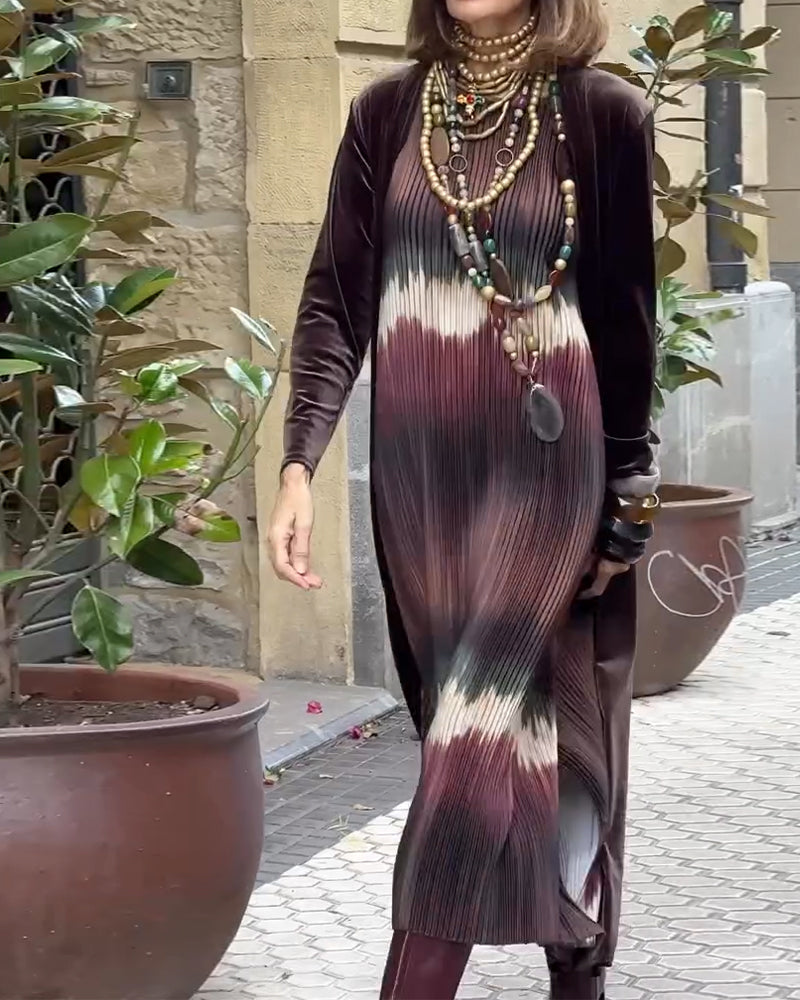 Fashionable Gradient Accordion Pleated Dress