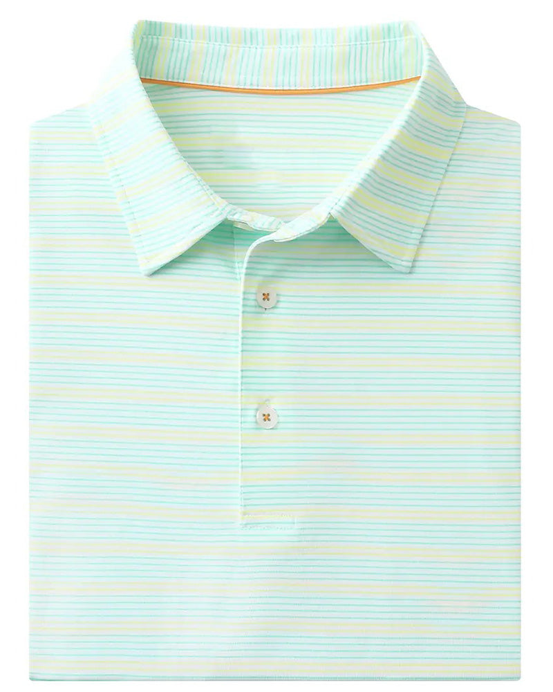 Lapel Blue And White Fine Stripe T-Shirt