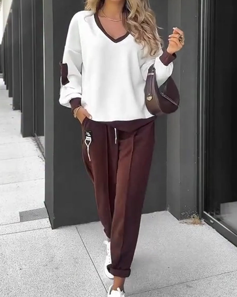 Color Block Sweatshirt And Jogger Set