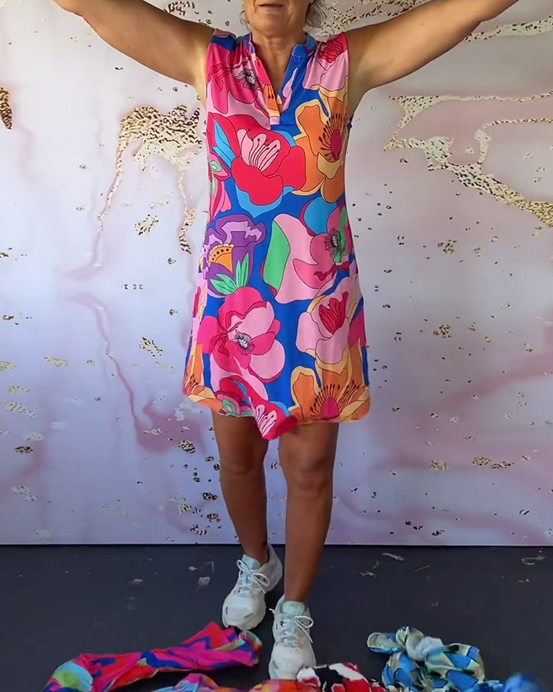 Sleeveless floral print dress