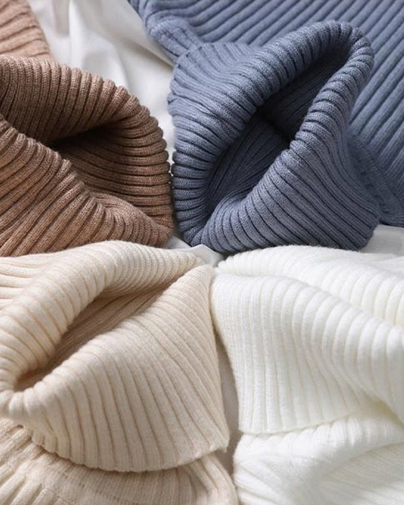 High-Neck Knit Sweater Base Layer