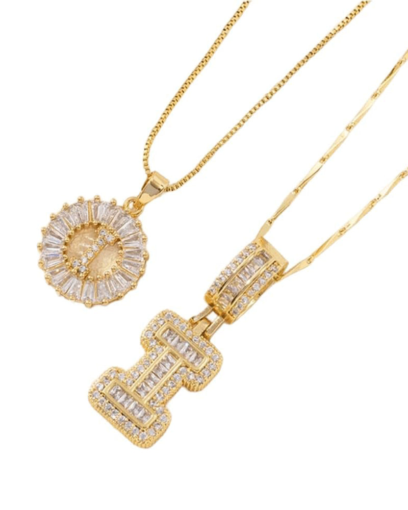 Initial Letter Pendant Necklaces -2 Pack