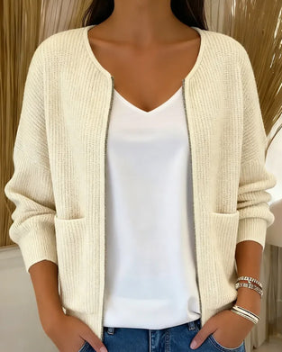 Solid Color Zip-Up Short Cardigan