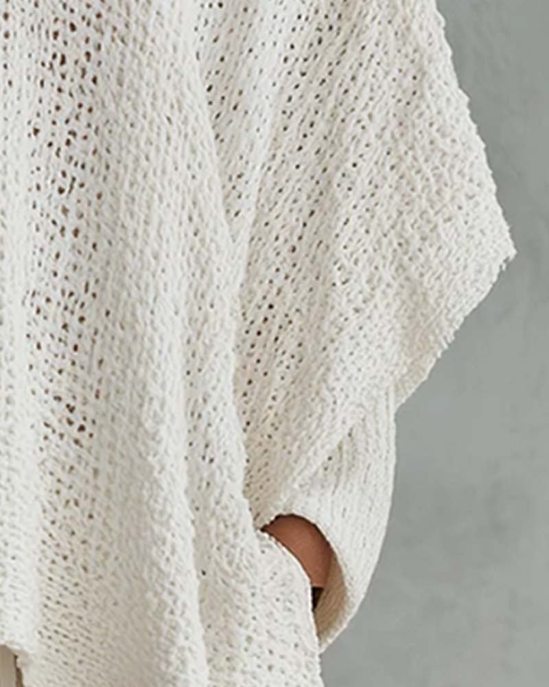 V-Neck Batwing Loose Pullover