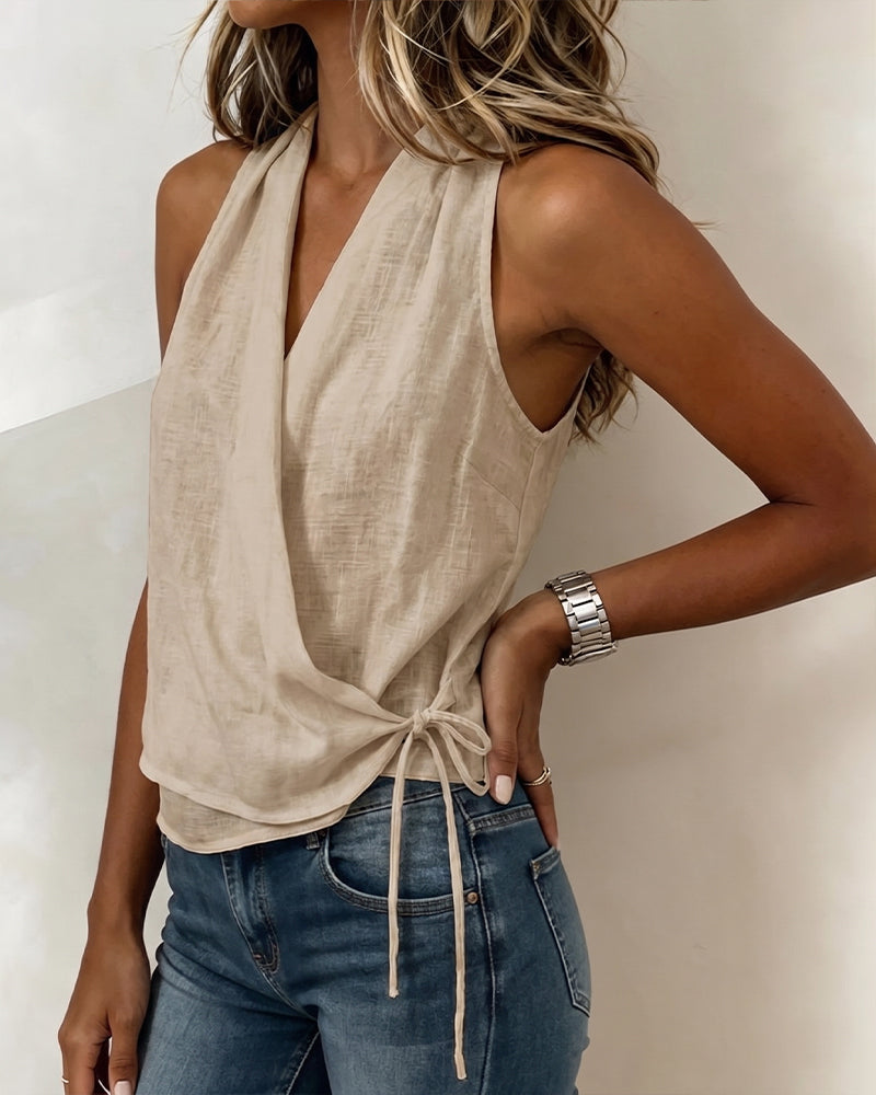 Solid Sleeveless Halter Blouse