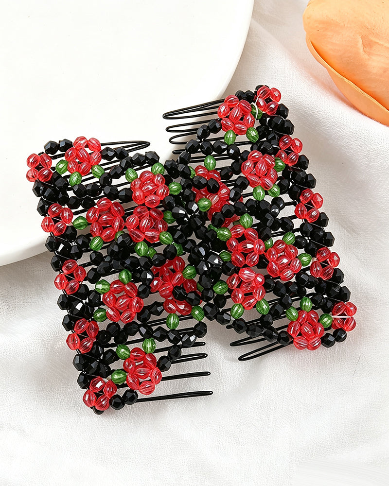 Elastic Beaded Hair Accessory Comb