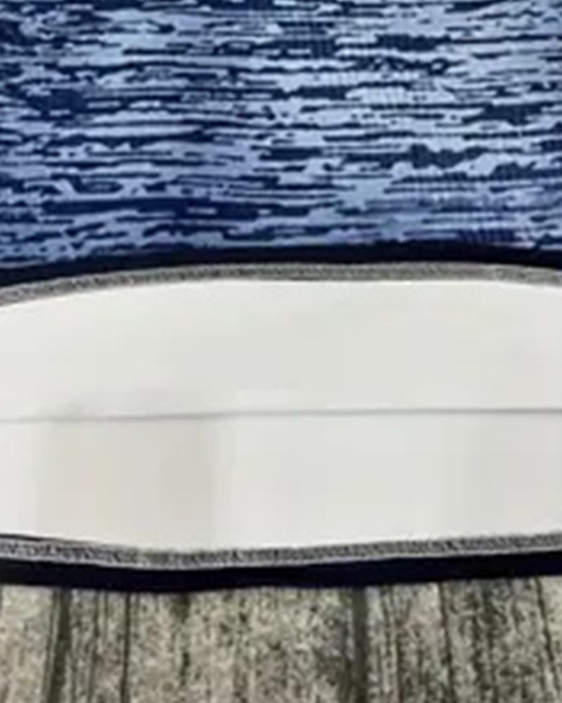 Round Neck Short Sleeve Contrast Color T-Shirt