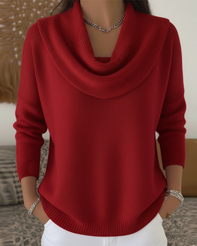 Solid Color Pile Collar Pullover Sweater