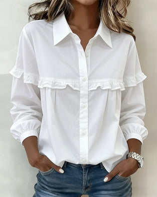 Casual Ruffled Solid Color Women's Blouse