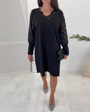 V-neck lace elegant dress