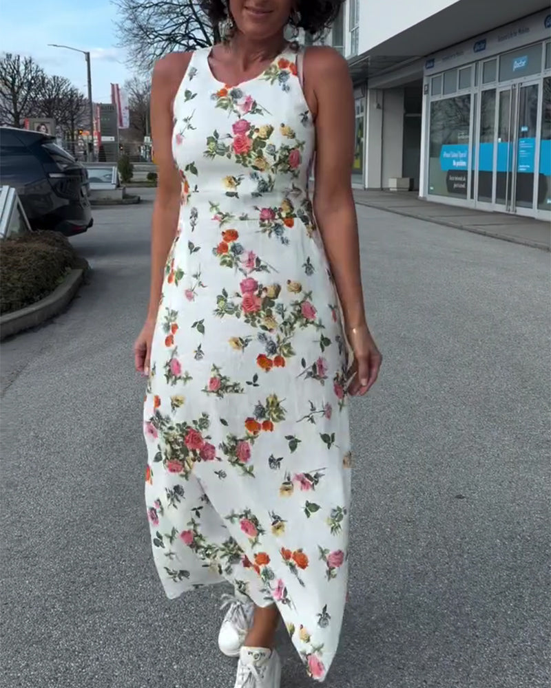 Sleeveless Printed Casual Dress