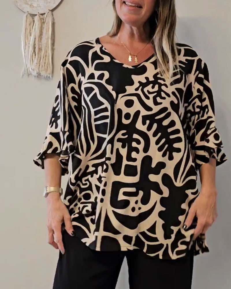 Abstract Botanical Print Loose Top