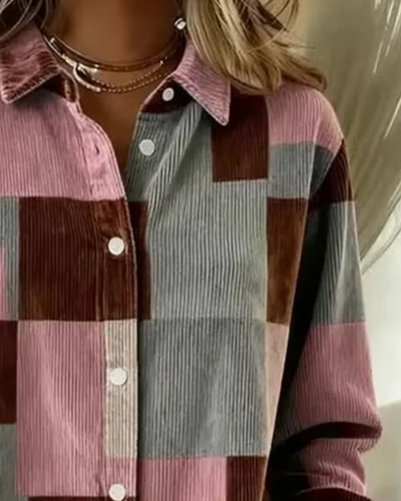 Corduroy Lapel Fashionable Shirt