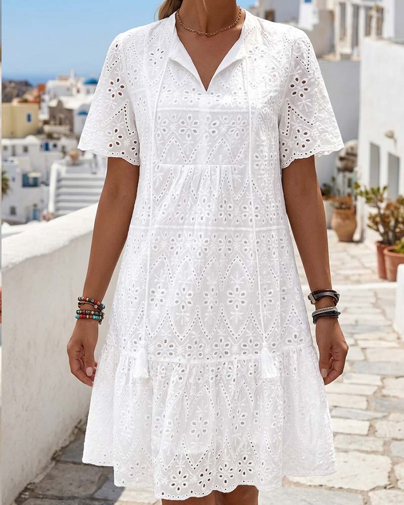Hollow Out Short Sleeve Dress
