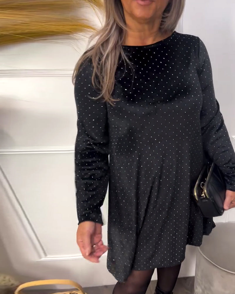 Round Neck Rhinestone Dress