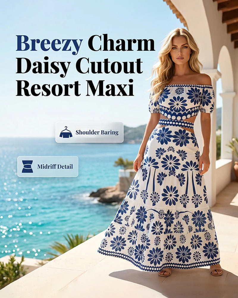 Off-Shoulder Floral Cutout Dress
