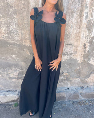 Sleeveless Solid Color Fashionable Long Dress