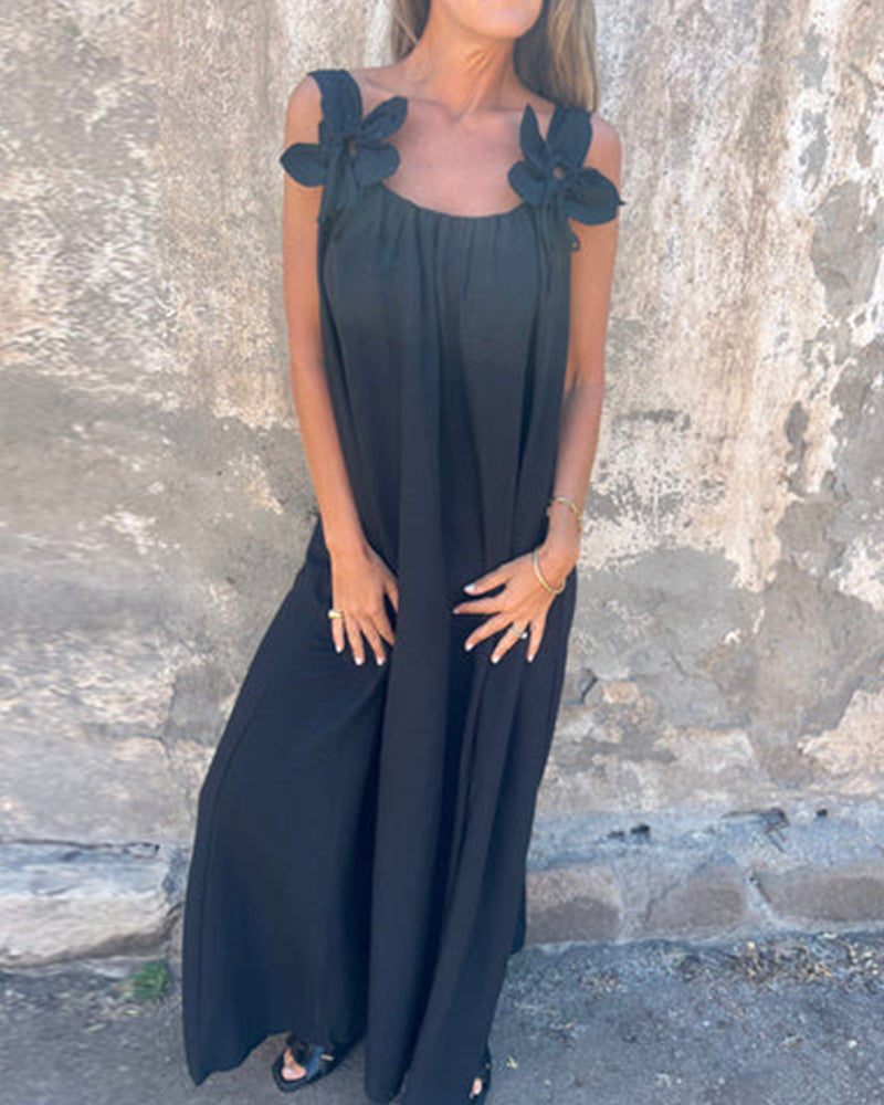 Sleeveless Solid Color Fashionable Long Dress