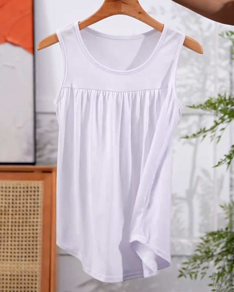 Sleeveless Pleated Loose Vest Three-Piece Set