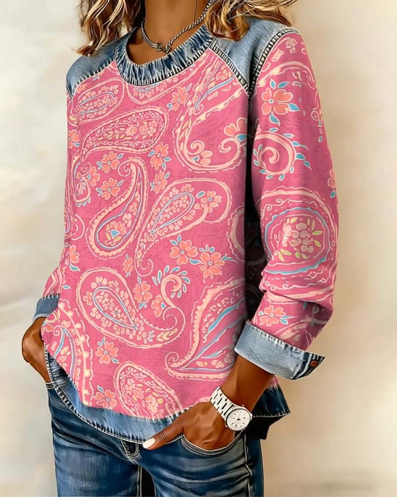 Stylish Color-Blocked Crew Neck Sweatshirt