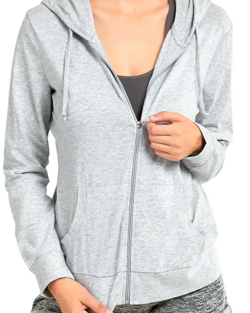 Zipper Drawstring Hooded Coat