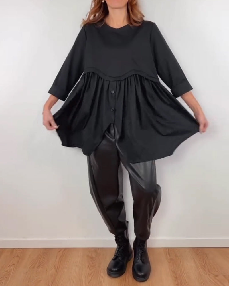 Irregular A-Line Pleated Blouse