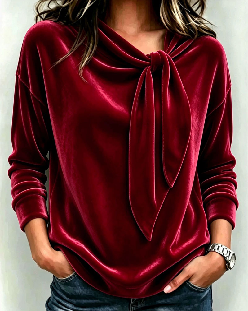 Solid Color Long Sleeve Top