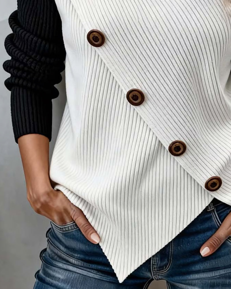 Color-Block Ribbed Sweatshirt