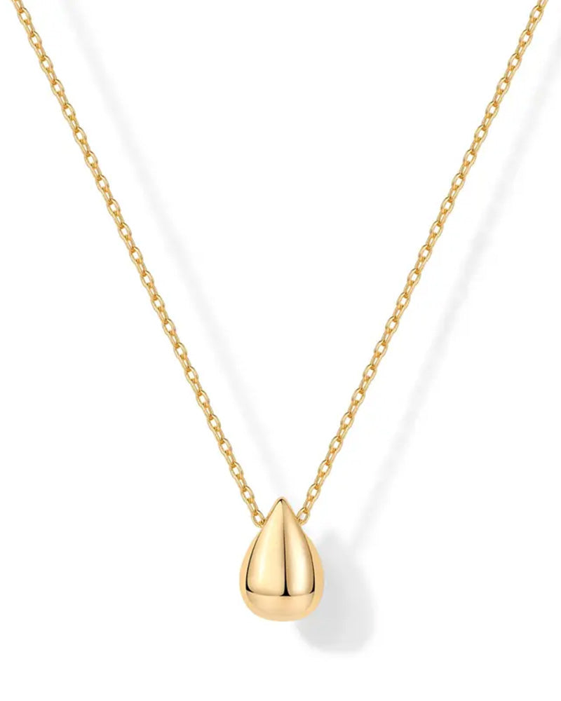 14K Gold Plated Women's Teardrop Pendant Necklace with Adjustable Chain