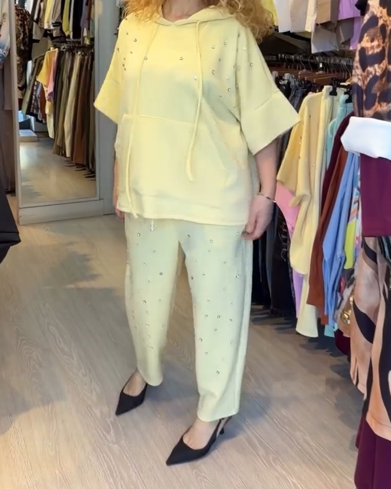 Hooded Beaded Casual Set
