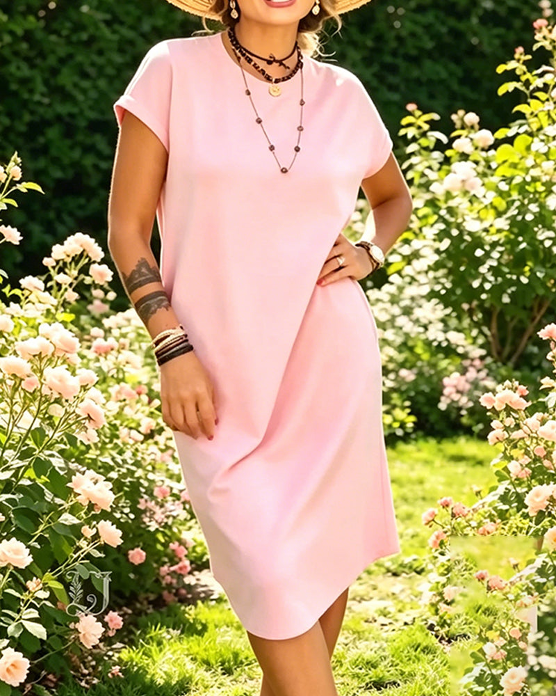 Crew Neck Short Sleeve T-Shirt Dress