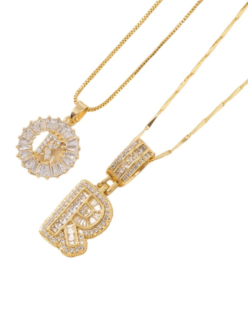 Initial Letter Pendant Necklaces -2 Pack
