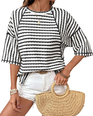 Versatile Striped Short-Sleeve T-Shirt