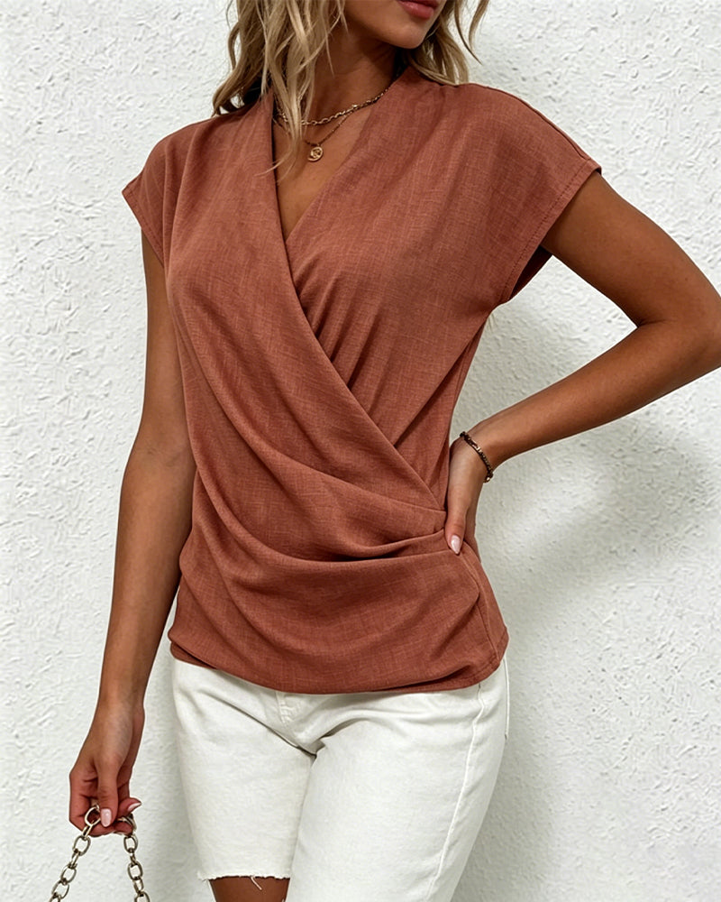 Cross-Pleated Blouse