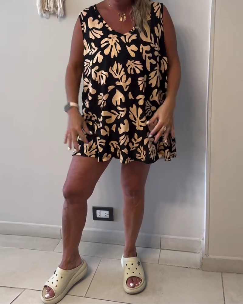 Abstract Plant Print Tank Top