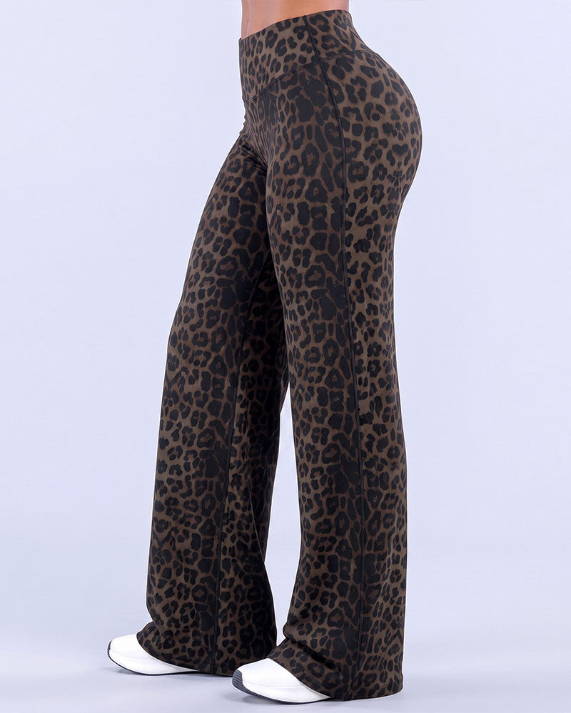 Women’s Leopard Print Wide Leg Athletic Pants
