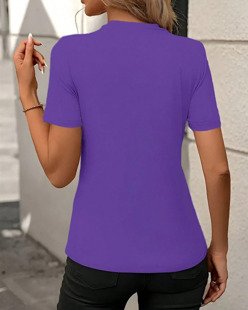 Round Neck Solid Color Slim Fit T-Shirt