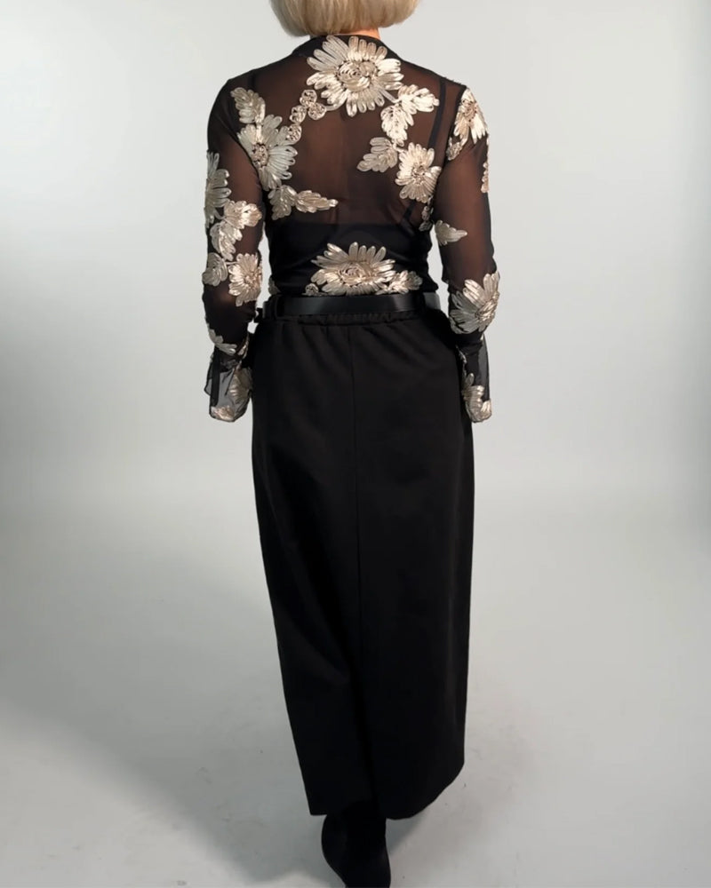 Trumpet Sleeve Fashion Floral Blouse